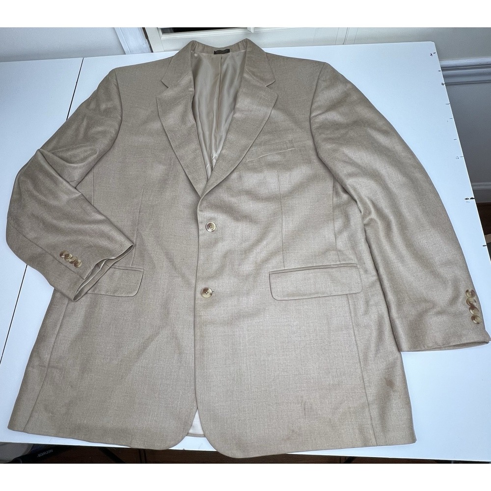 Meeting Street Men's Tan Silk and Wool Blend Tan Blazer 46L